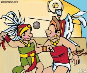 yapboz Top oyunu Maya ritüel, oyuncular taş yüzük ile topu geçirmek için mücadele